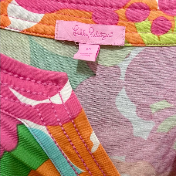 Lilly Pulitzer Floral Print Cotton 1/4 Sleeve Dress Orange/Pink/Green Medium - Picture 5 of 5